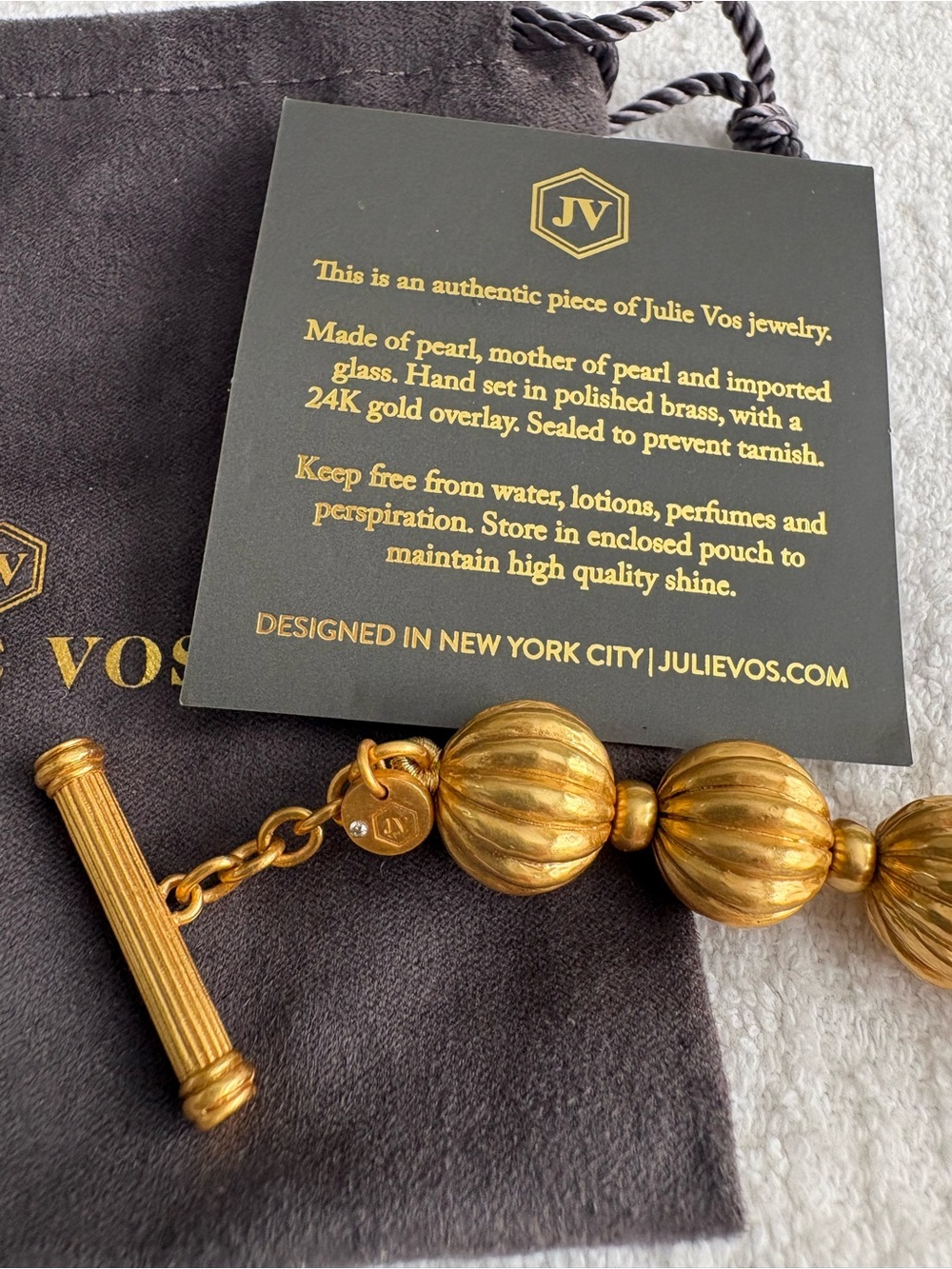 Julie Vos Gold Ribbed Bead Cirque Toggle Bracelet - Picture 2 of 3